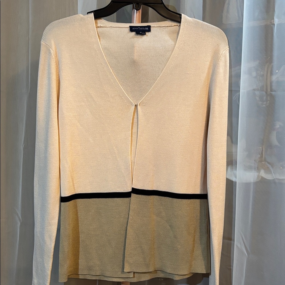 Ann Taylor Silk Color Block Cardigan